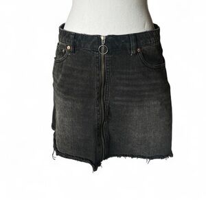 Free People Black Denim Mini Skirt with Zipper